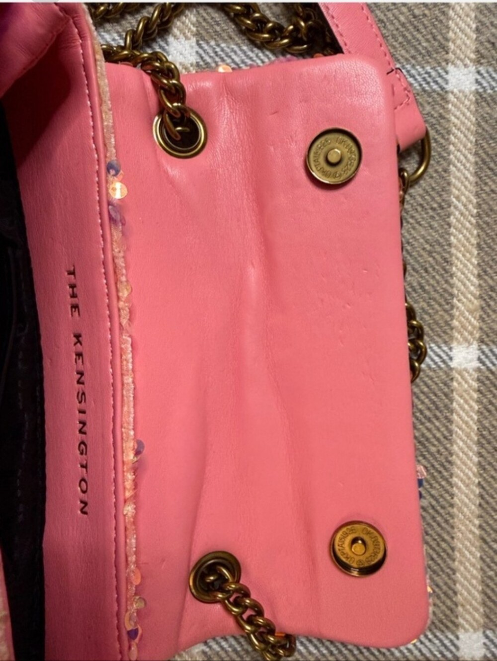 Kurt Geiger Kensington Pink Sequin Tweed Crossbody Bag - Picture 8 of 8